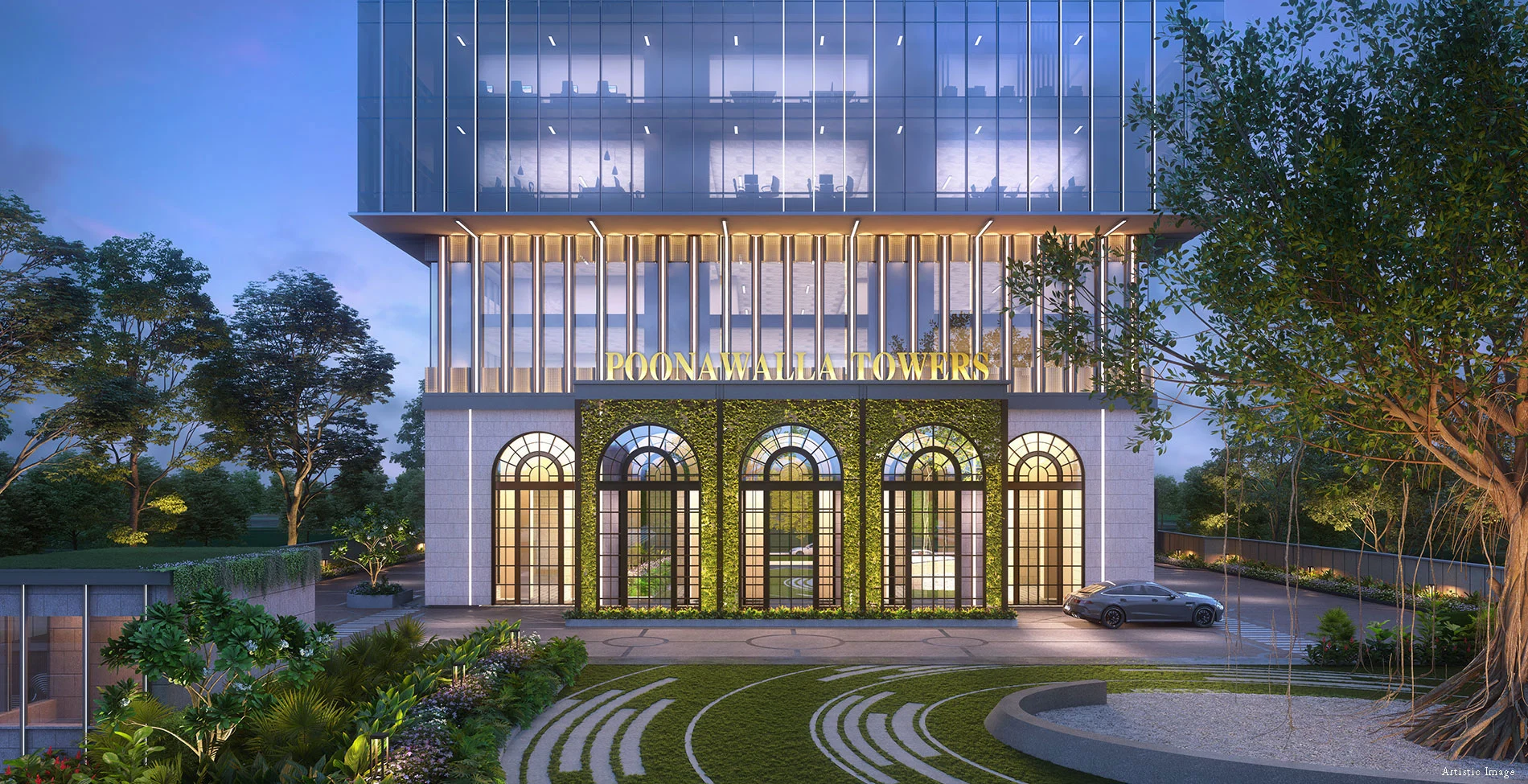 Poonawalla Towers commercial tower elevation at Bund Garden, Pune
